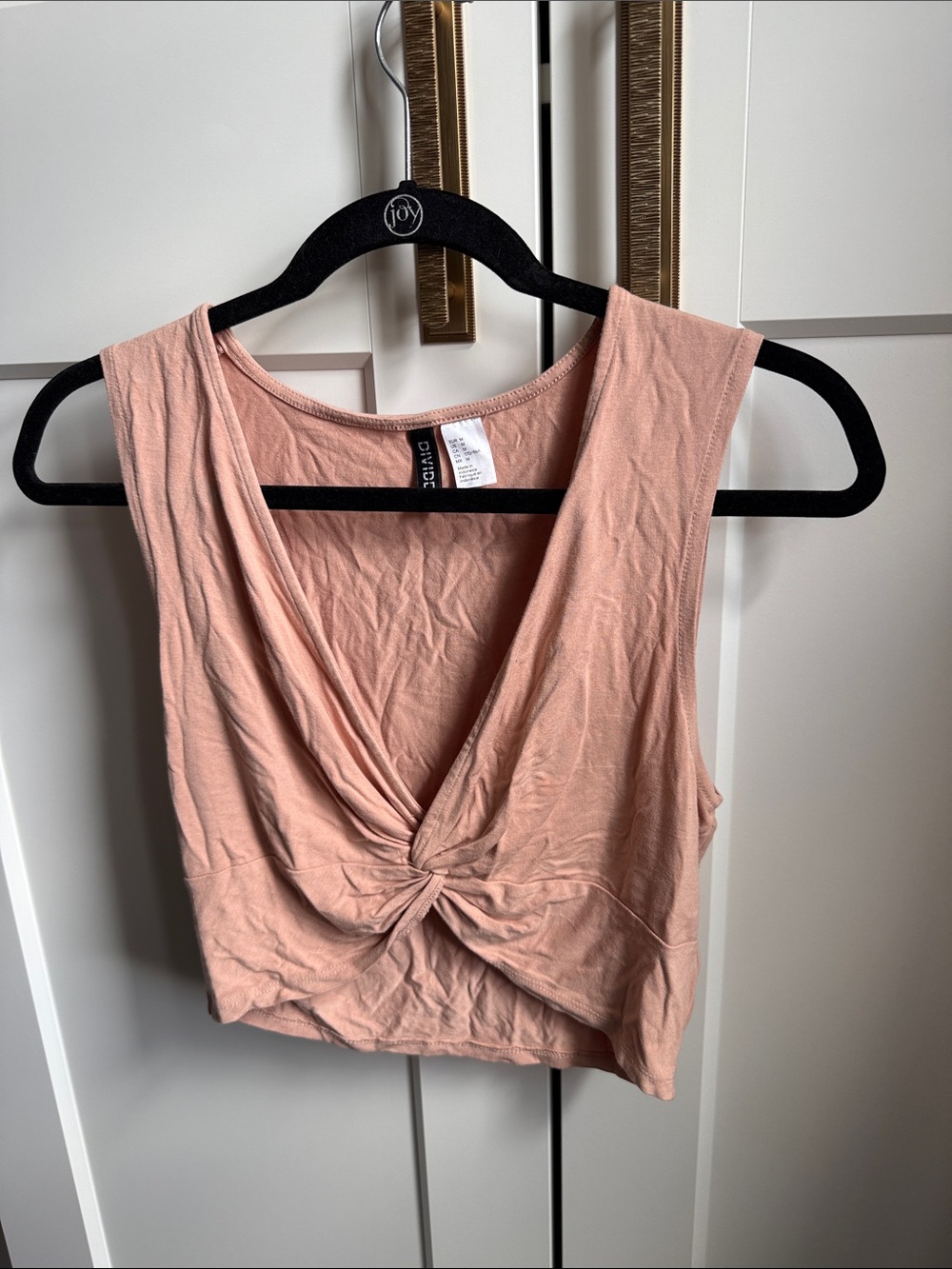Twist-Front Cropped Tank Top - Dusty Pink H&M - Medium